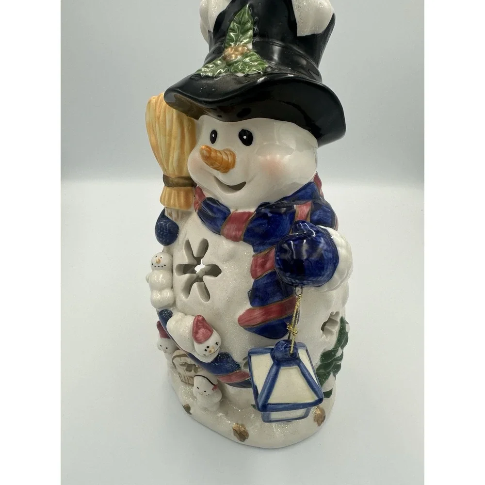 Home & Garden Party Snowman With Lantern Tea Light House Candle Holder Christmas